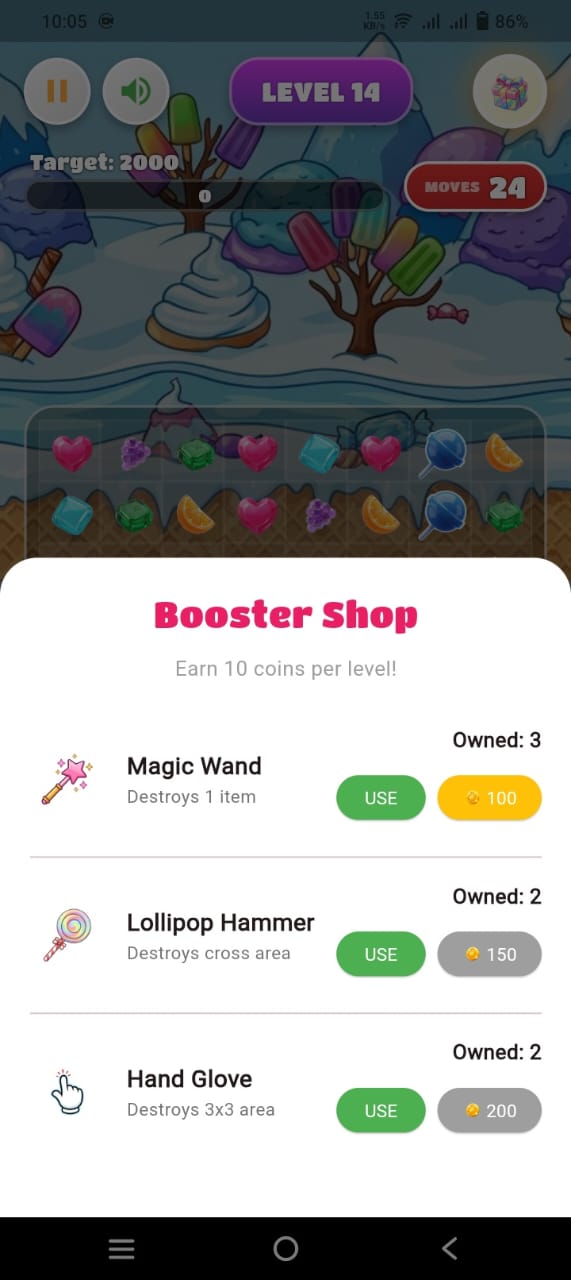 Sweet Blast boosters screen