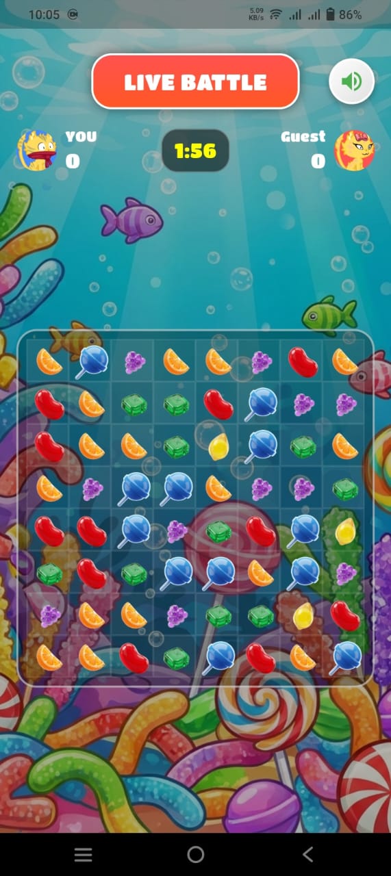 Sweet Blast live battle screen